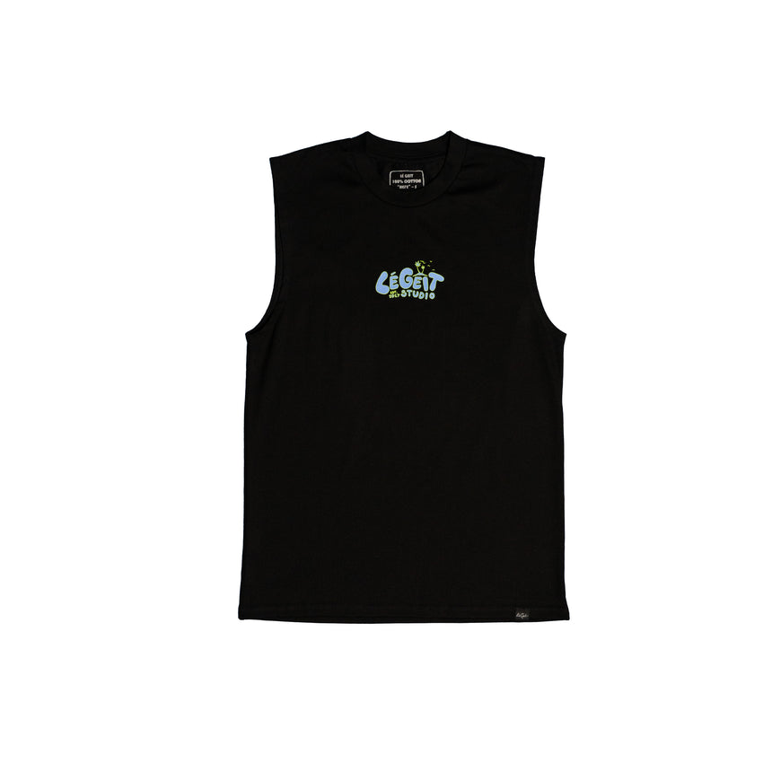 Palm Tree "Polar Blue" Beach Tank - T-Shirt - Blk/Blu - Men's